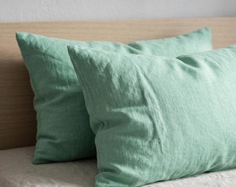 Linen Pillowcase Mint Green | Cushion Cover Body Pillow Euro Lumbar | Seafoam Sage