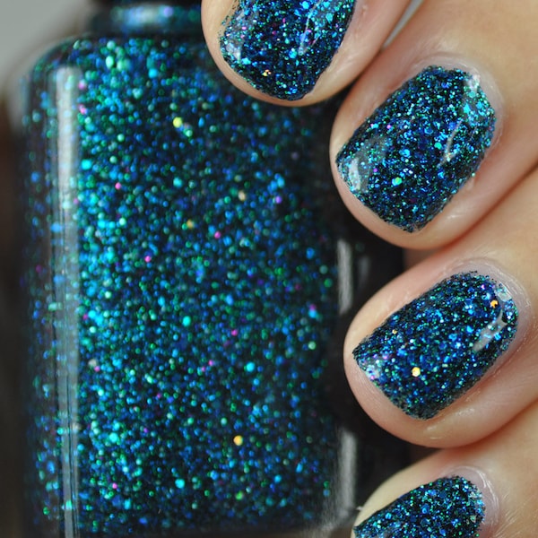 Sea Creature Blue and Green Glitter Nail Polish 15ml (.5oz)