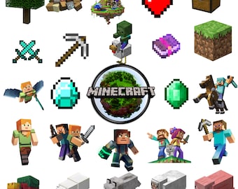 MineBlock Pixel Art Clipart Bundle – PNG Svg JPG | 300 DPI | Game Characters, Icons & Craft Designs for Stickers