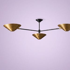 Mid Century Modern Flush Mount Chandelier bright lighting Brass 3 Arm Ceiling Light for home decor bedroom luxury pendant stilnovo light