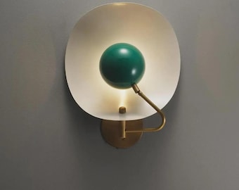 Mid-Century Messing Wandlampe Flurlampe Mid-Century Messing Emaillebeschichtet Wandleuchte Jenny Wandleuchte
