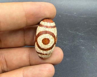 3 Augen alte antike Tibetische Dzi Achat Perle einzigartig kraftvoll
