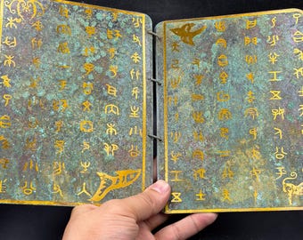Sehr einzigartiges altes Bronze-Buddhismus-Schriftwortbuch der chinesischen Dynastie