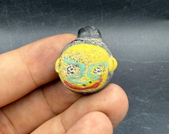 Altes Mosaik Gesicht aus Glasperlen - Anhänger – Vintage Charm