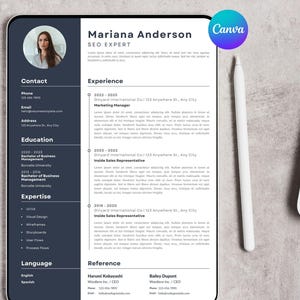 Modern Resume Template Canva Editable, Professional CV Template, Minimalist Resume Design, ATS resume Template Word