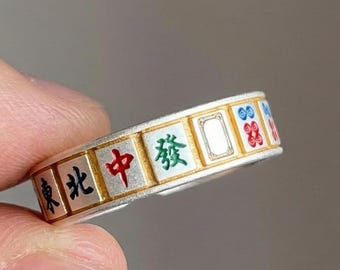 Anillo de fichas de Mahjong de la suerte, anillo ajustable, regalo para amantes del Mahjong, reina del Mahjong, regalos para el Día de la Madre, regalos para hermanas.