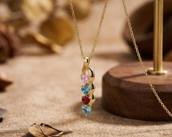 Collar personalizado con piedra natal en forma de corazón, collar de boda, regalo para damas de honor, regalo de aniversario para la esposa, regalo del Día de la Madre para ella, regalo para la abuela.