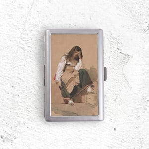 Vintage Style Double Cigarette Case | Metal Slim Pocket Case, Artistic Insert Design, Retro Gift Accessory for Smokers
