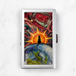 credit card sized cigarette case Stainless Steel WESTERN COWBOY Cigarette Case Business Card ID Holder /C10