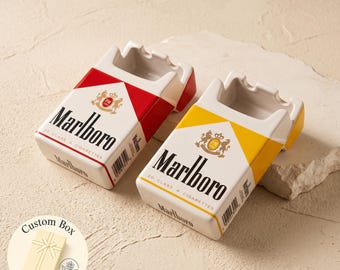 Ceramic Cigarette Pack Style Ashtray, Retro Smoking Accessory, Novelty Desk Ashtray, Gift for Smokers, Choice of 4 Styles