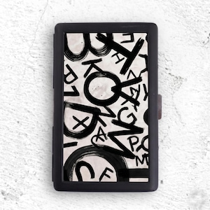 Abstract Letter Cigarette Case, Modern Graffiti Tobacco Holder, Slim Metal Cigarette Box, Artistic Pocket Case Gift