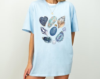 Oyster Shell Shirt, Coastal Sea Shell Tee, Beach Ocean Shirt, Coastal Grandma Shirt, Aesthetic Shell Graphic Tee, Nautical Ocean Lover Gift