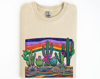Desert Cactus Shirt, Southwest Cactus Tee, Boho Western Shirt, Retro Desert Shirt, Arizona Desert Graphic Tee, Arizona Plant Lover Gift