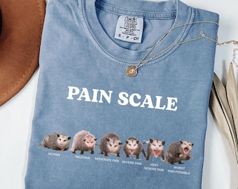 Possum Pain Scale Shirt, Funny Nurse Tee, ER Nurse Gift, Opossum Medical Humor, Nursing Student Comfort Colors, Unhinged Meme T-Shirt