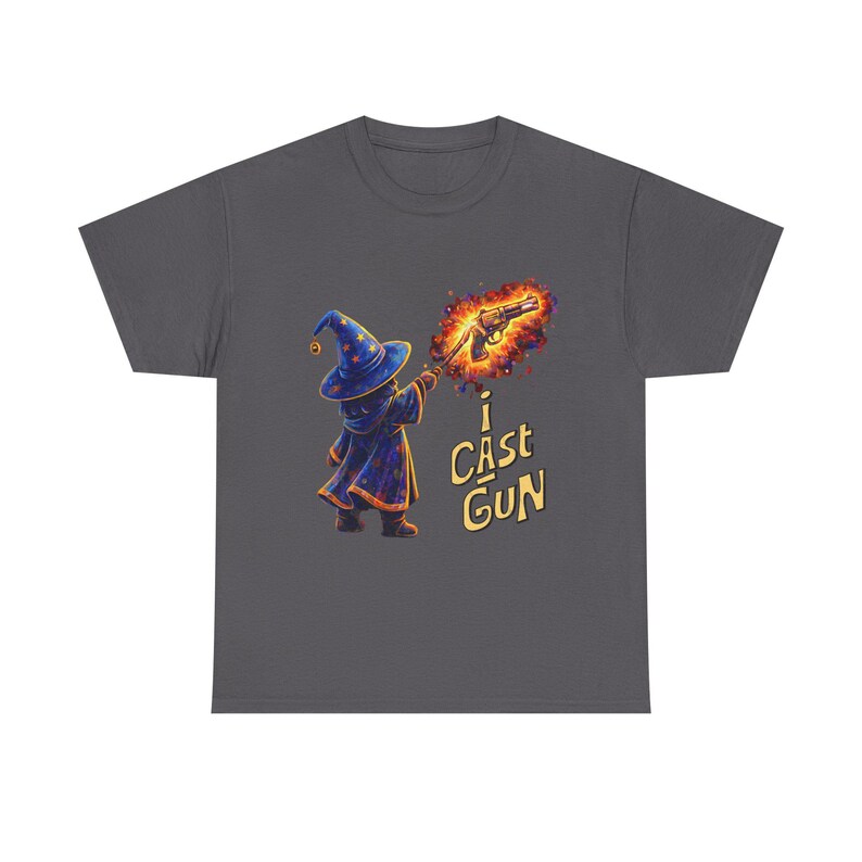 ウィザードキャスティングファイアボールTシャツ | I Cast Gunグラフィックシャツ 画像 7