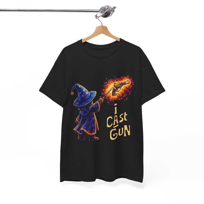 ウィザードキャスティングファイアボールTシャツ | I Cast Gunグラフィックシャツ 画像 1