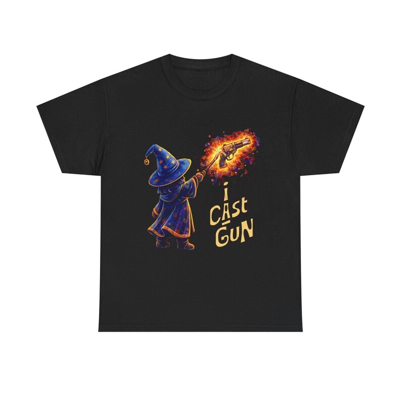 ウィザードキャスティングファイアボールTシャツ | I Cast Gunグラフィックシャツ 画像 2