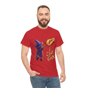 ウィザードキャスティングファイアボールTシャツ | I Cast Gunグラフィックシャツ 画像 18