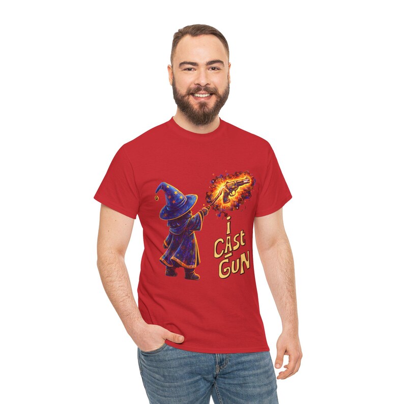 ウィザードキャスティングファイアボールTシャツ | I Cast Gunグラフィックシャツ 画像 18