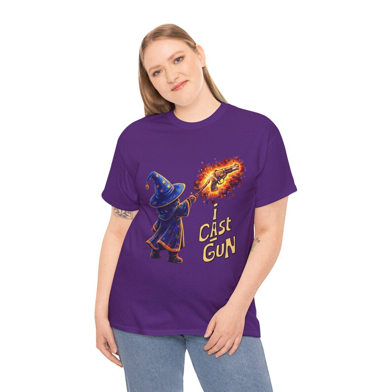 ウィザードキャスティングファイアボールTシャツ | I Cast Gunグラフィックシャツ 画像 17