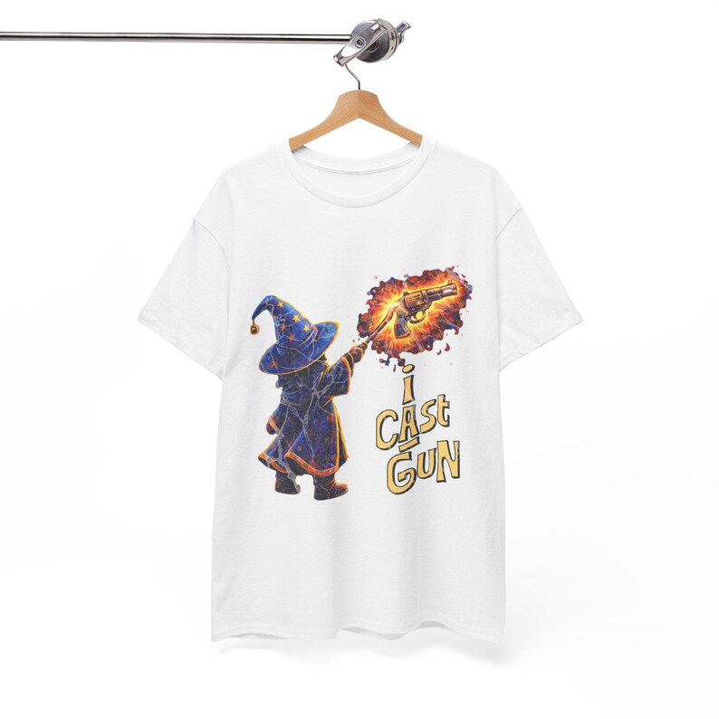 ウィザードキャスティングファイアボールTシャツ | I Cast Gunグラフィックシャツ 画像 13