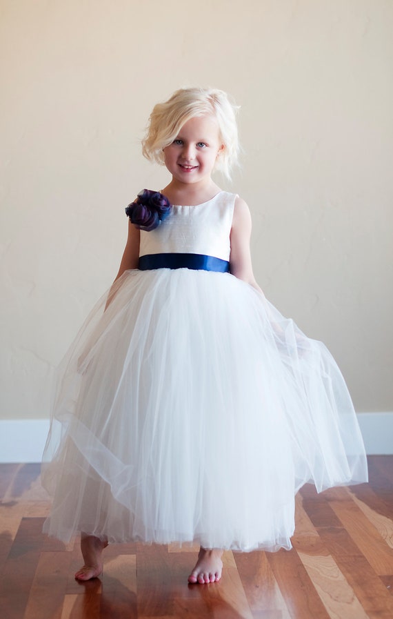 silk flower girl dress