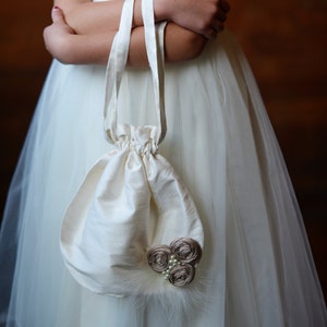 The Handmade Regency Purse. Pure Silk Flower girl purse for wedding. Flower girl bag in 140 colours image 1