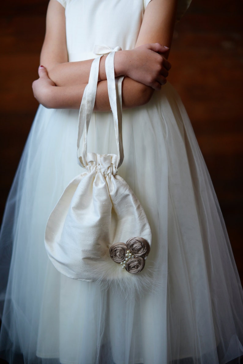 The Handmade Regency Purse. Pure Silk Flower girl purse for wedding. Flower girl bag in 140 colours image 1