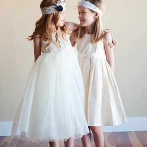 The Rosette Rustic Dress: Flower Girl Dress Cotton Satin Silk image 3