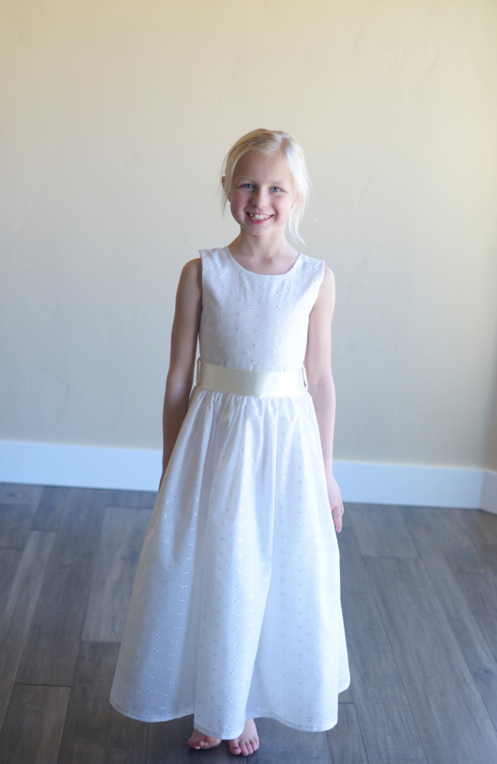 Embroidery Anglaise flower girl dress in white or ivory with Etsy