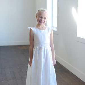 Handmade First Communion Dress or Flower Girl Dress in White and Ivory Pure Silk Available in 140 different silk colours image 4
