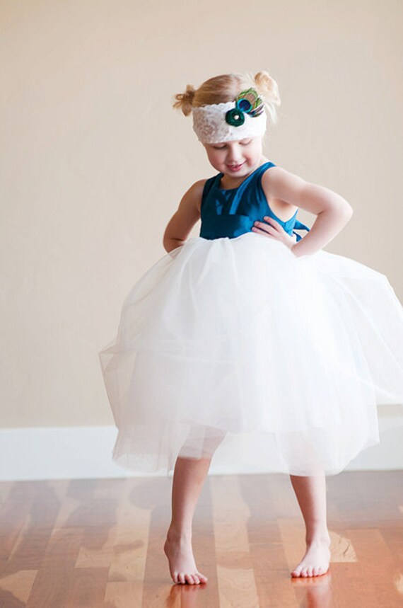 The Paradise Dress: Peacock Blue Flower Girl Dress With Romantic Tutu  Skirt. Fully Lined. Tutu Bridesmaid Dress. Tulle Flower Girl Dress - Etsy