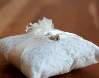 Handmade Ring bearer Pillow - The Honiton Lace Ring Pillow