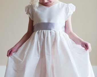 The Handmade to Measure 'Albion' First Communion Dress and Flower girl Dress available in Ivory and White