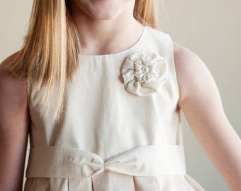 The Rosette Rustic Dress: Flower Girl Dress Cotton Satin Silk