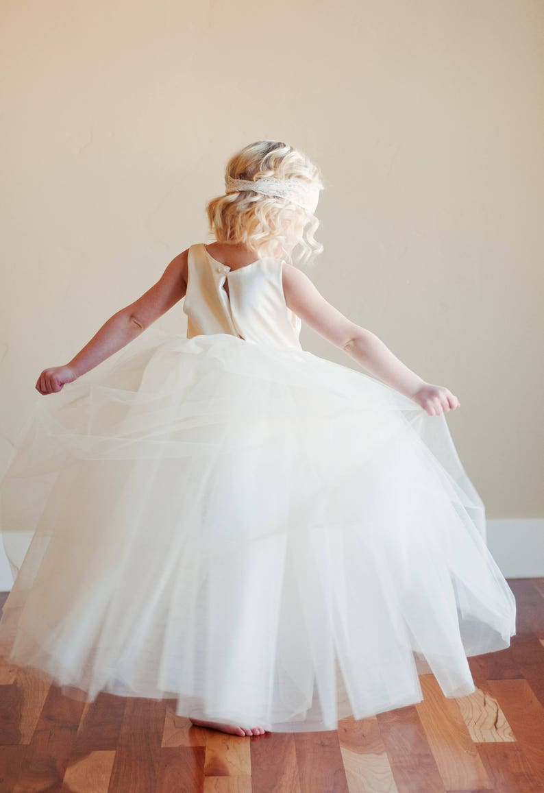 The Handmade to Measure Ballerina Flower Girl Dress or Communion Dress in Ivory and White image 3