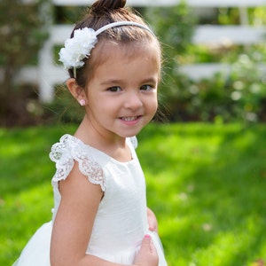 The 'Princess' Handmade to Measure Flower Girl Dress in Ivory and White with a Full Tulle Skirt image 5