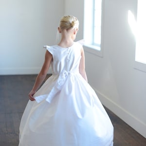 Handmade First Communion Dress or Flower Girl Dress in White and Ivory Pure Silk Available in 140 different silk colours image 1