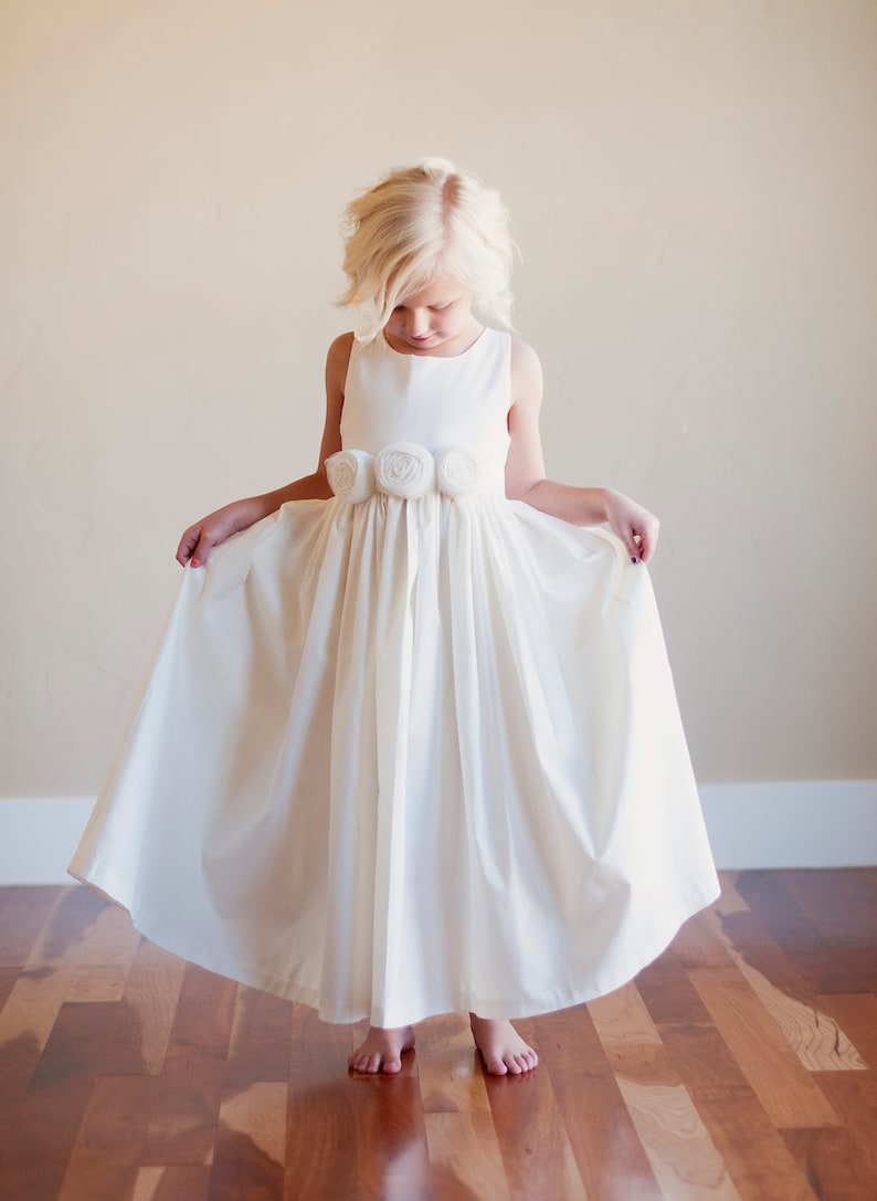 Ivory Cotton Flower Girl Dresses