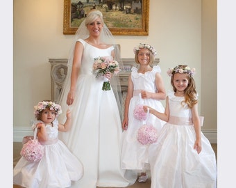 The Handmade Pure Silk Ruffled Flower Girl Dress in Many Colours
