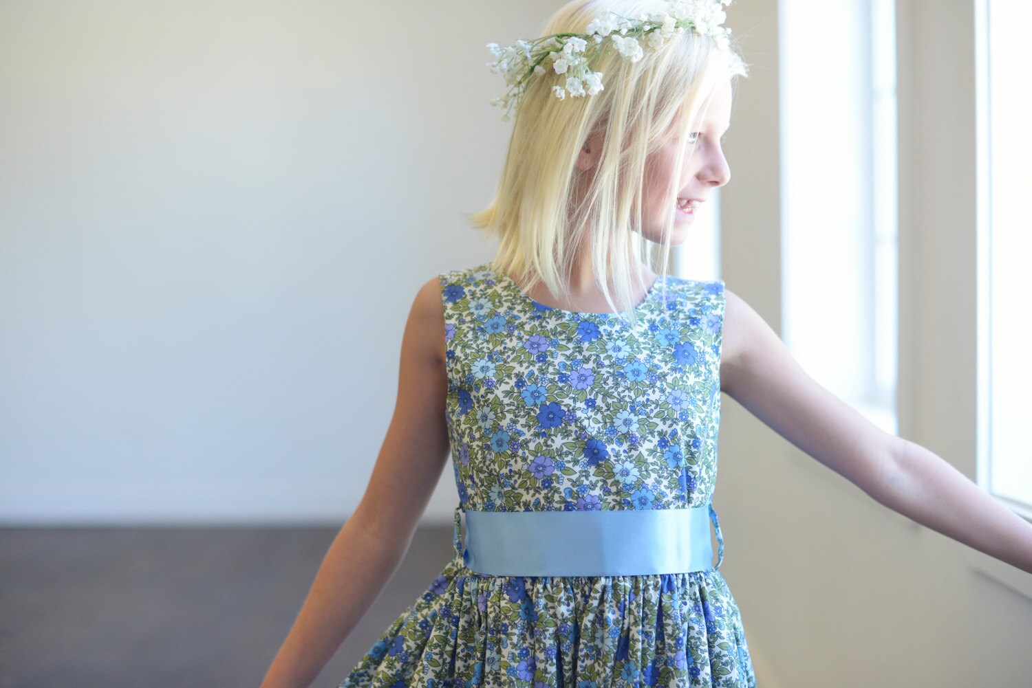 Girls blue floral dress online