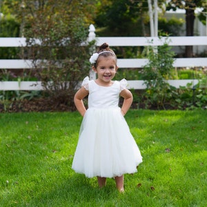 The 'Princess' Handmade to Measure Flower Girl Dress in Ivory and White with a Full Tulle Skirt image 3