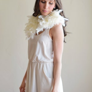 Ivory feather wedding shawl collar