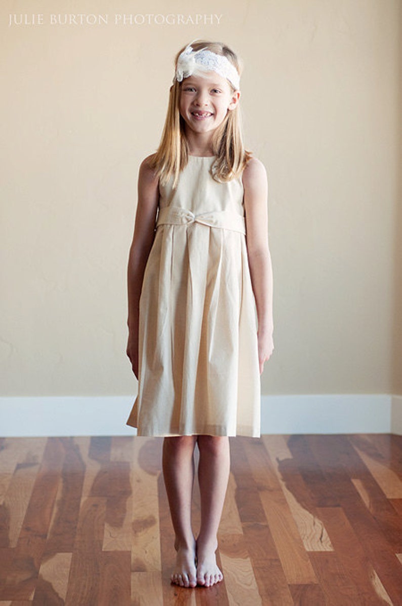 The Rosette Rustic Dress: Flower Girl Dress Cotton Satin Silk image 4