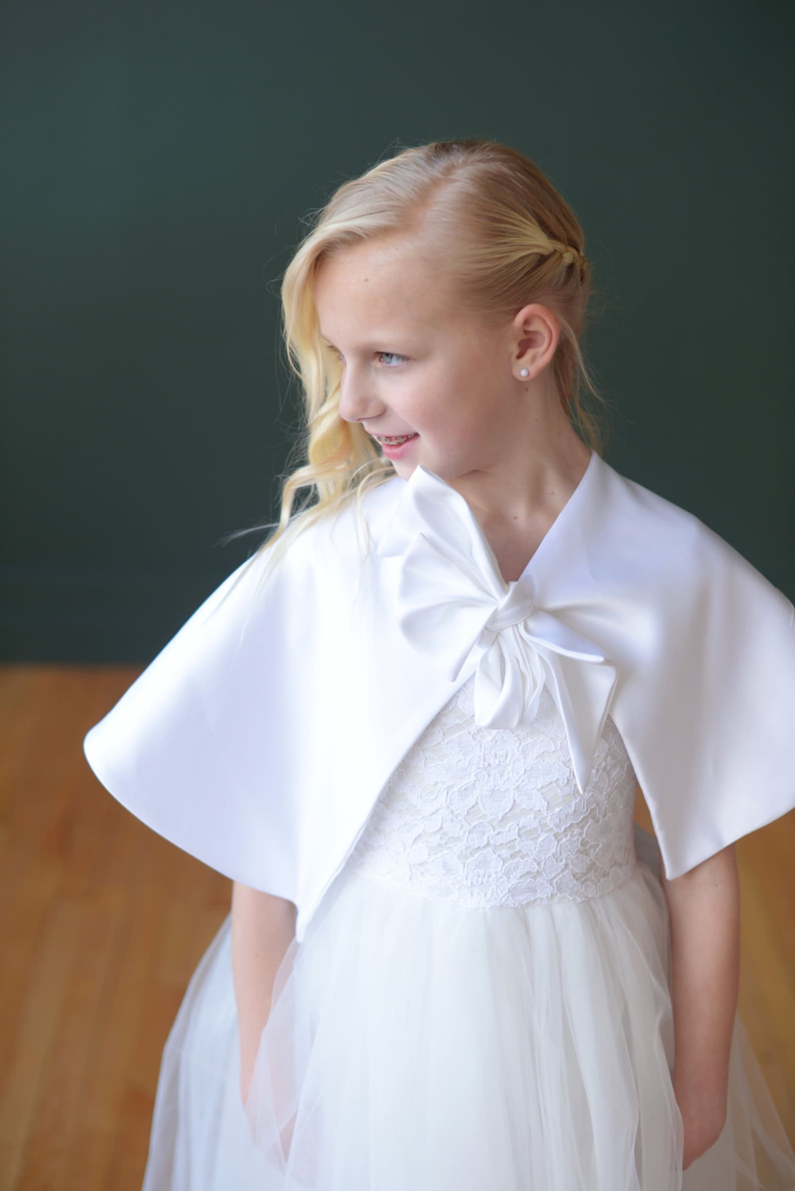 Flower Girl and Communion Duchess Satin Cape Etsy