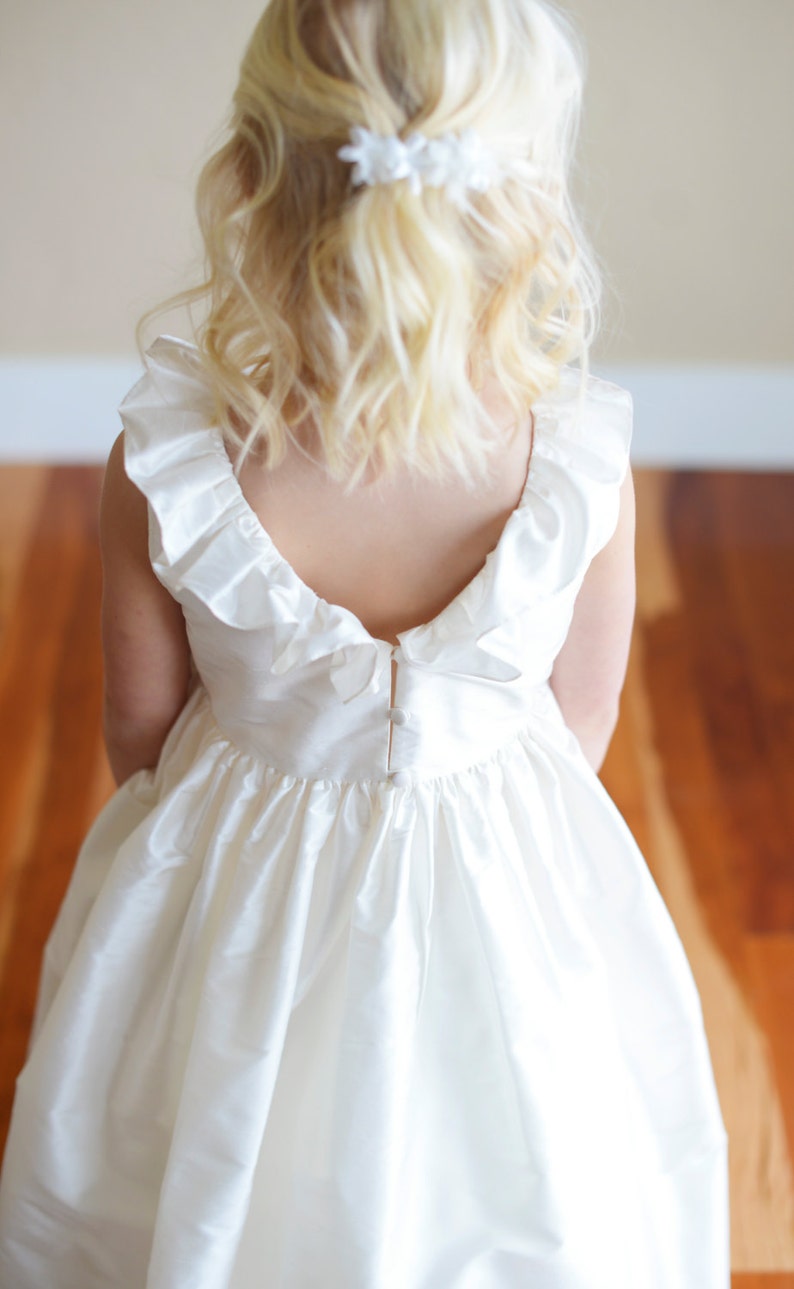 The Handmade Pure Silk Ruffled Flower Girl Dress in Many Colours image 5