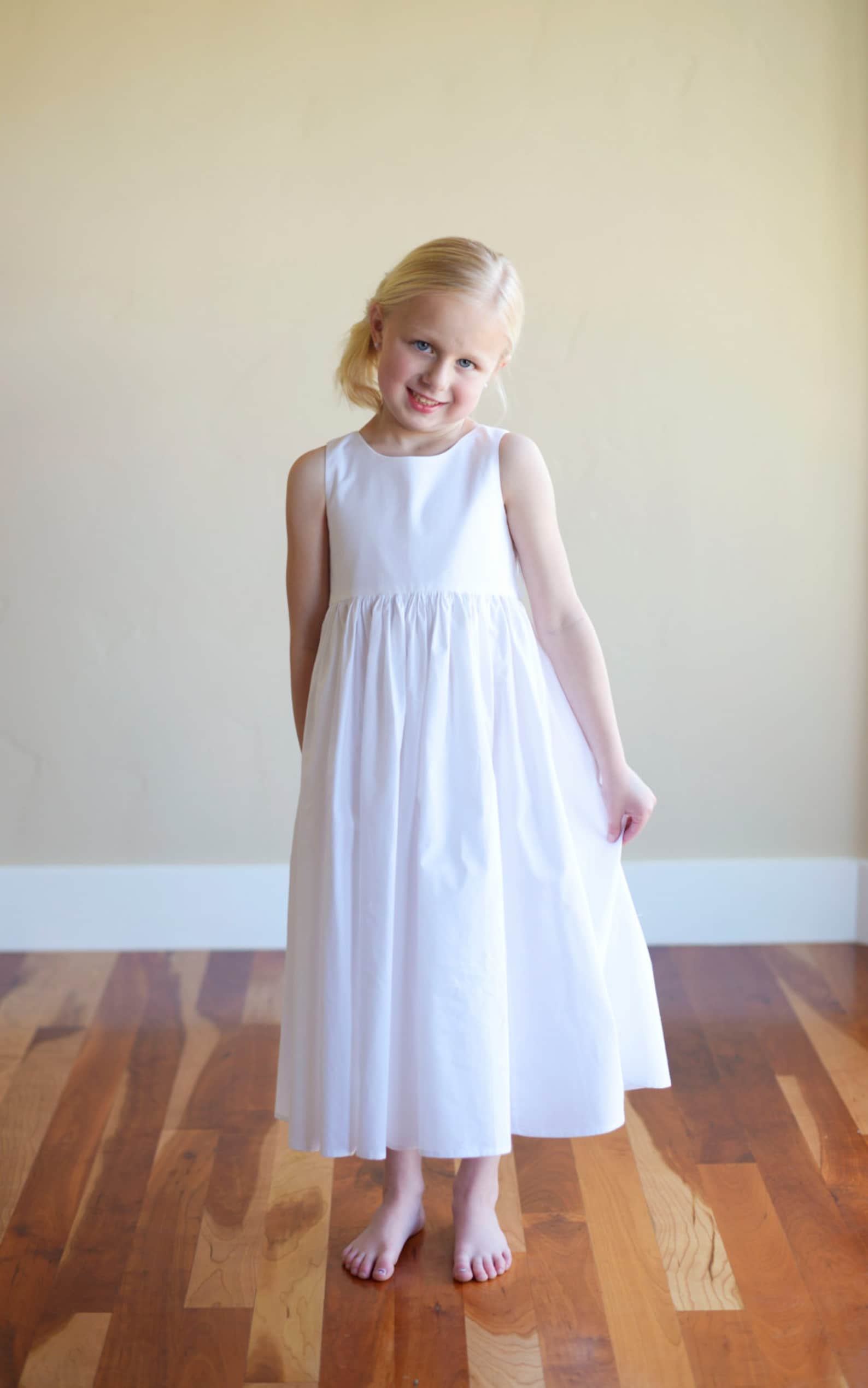 Plain Cotton Dress in White or Ivory Etsy