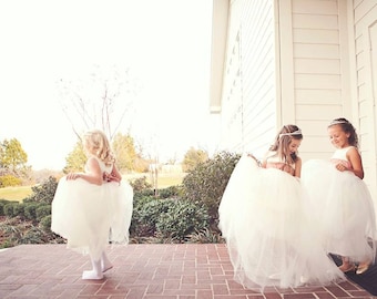 The Handmade to Measure Ballerina Flower Girl Dress or Communion Dress in Ivory and White