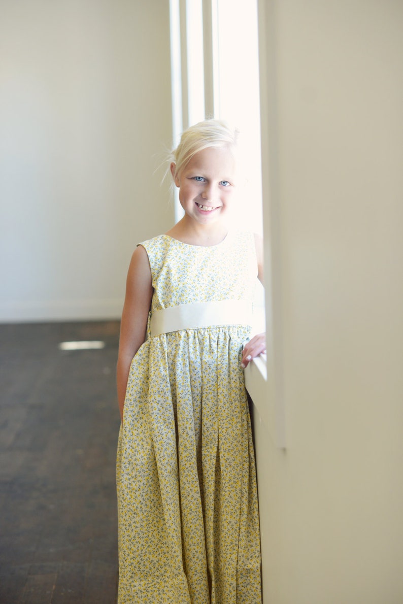 Lemon Yellow Floral Print Flower Girl Dress Etsy