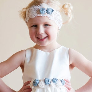 The Forget-Me-Not : Flower girl dress, bridesmaid dress for wedding in cotton silk  and  high quality Shan-tung satin